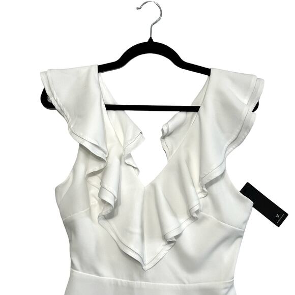 Lulus Divine Darling Ruffle Skater Dress NWT Women's Sz S White Wedding Mini - Picture 5 of 8